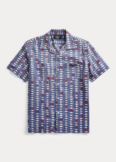 Men's Ralph Lauren Fish-Print Seersucker Shirts | 031285BDV